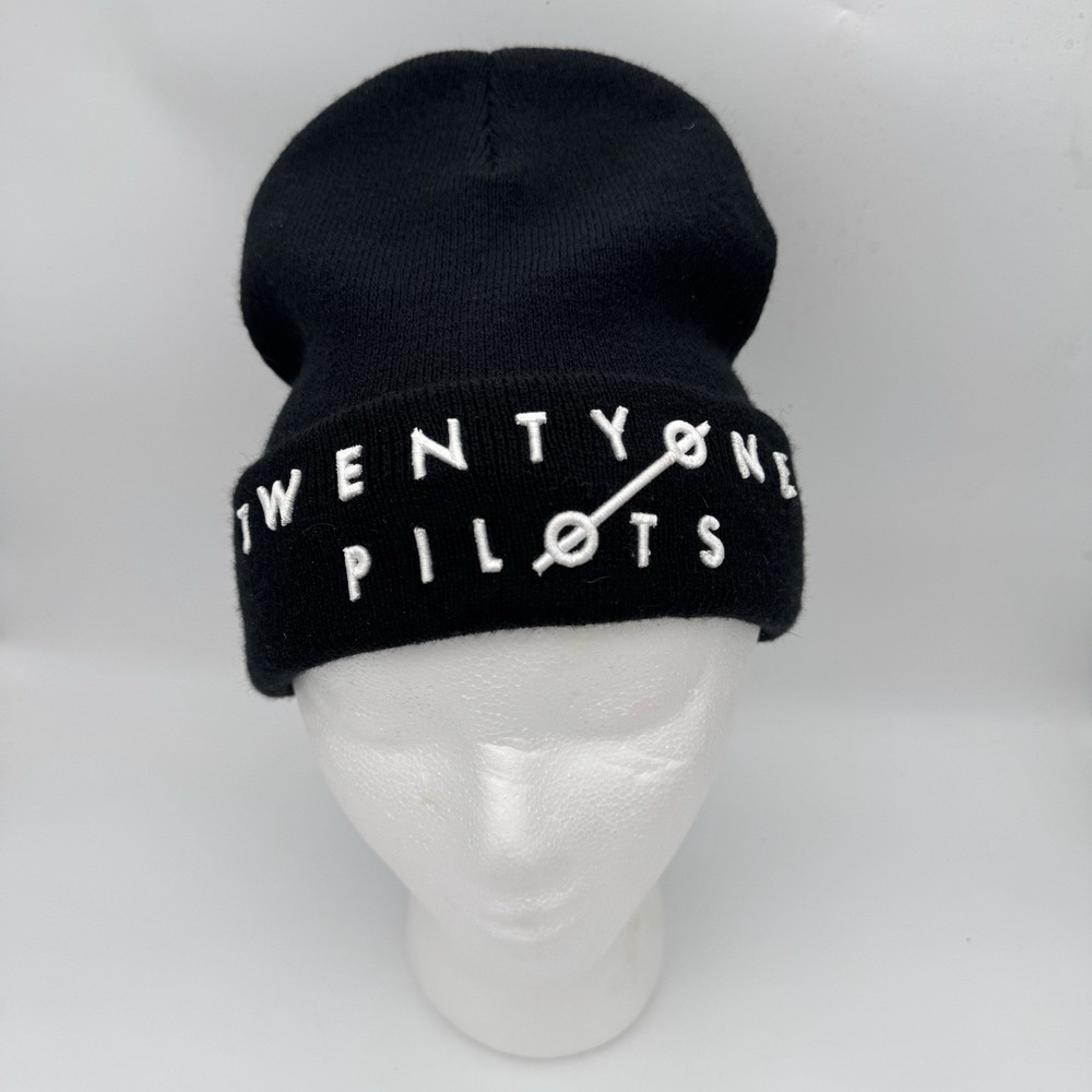 Twenty One Pilots Beanie Black Spell Out Embroidered OSFM Band Merch 21 Pilots